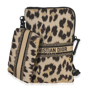 Christian Dior Beige Brown Mizza Leopard Technical Fabric DiorTravel Pouch Set